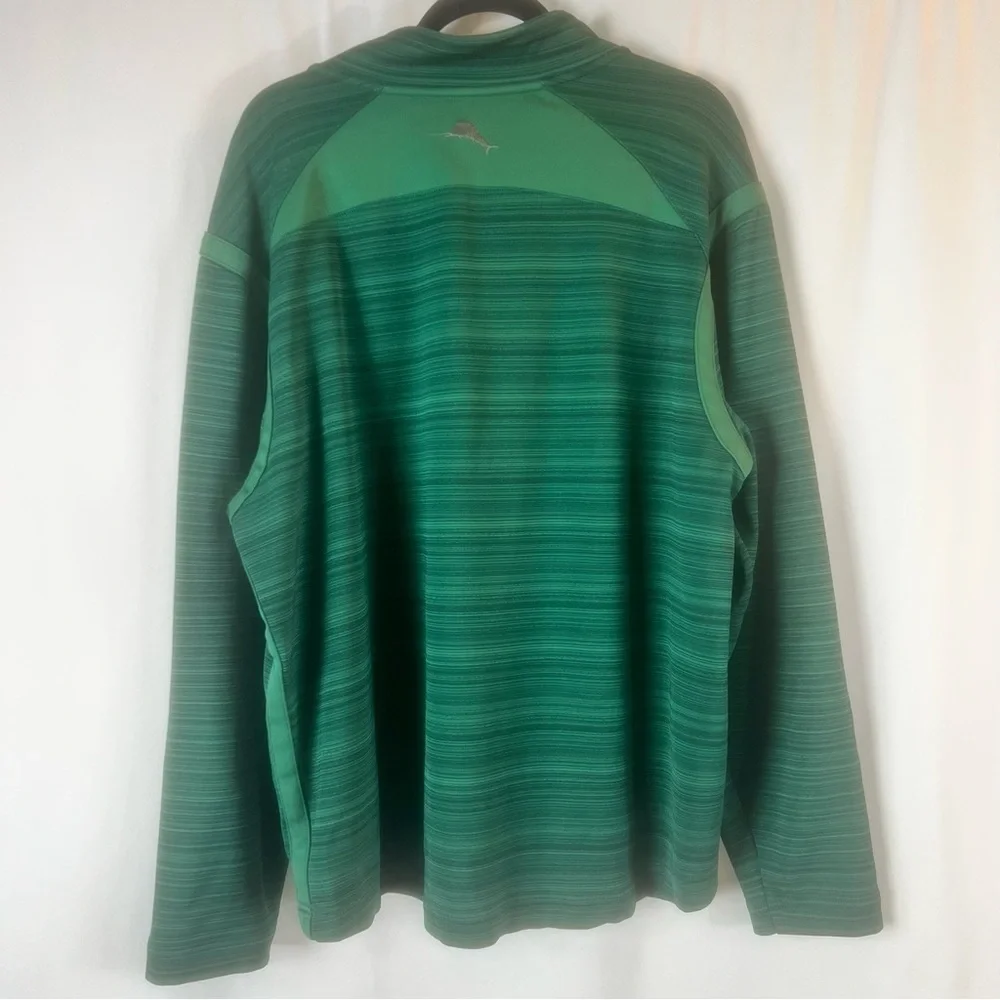 TOMMY BAHAMA SPORT TIDAL STRIPE HALF ZIP XL Men's Green Quarter-Zip Sweater